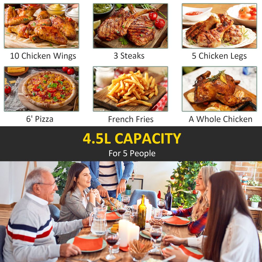 Air Fryer 1500W 4.5L Air Fryers Oven w, Rapid Air Circulation and Timer Black