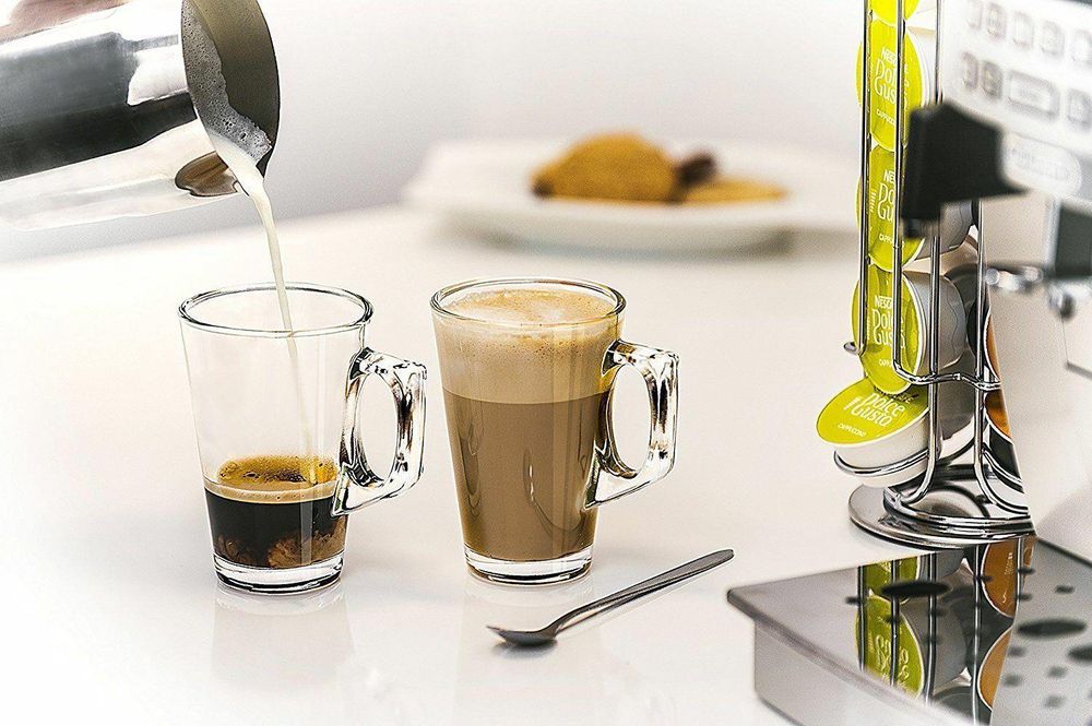 6 X 240ml Latte Glasses Tea Coffee Cappuccino Glass Cups Hot Drink Mugs With Spoons