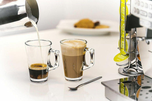 6 X 240ml Latte Glasses Tea Coffee Cappuccino Glass Cups Hot Drink Mugs With Spoons