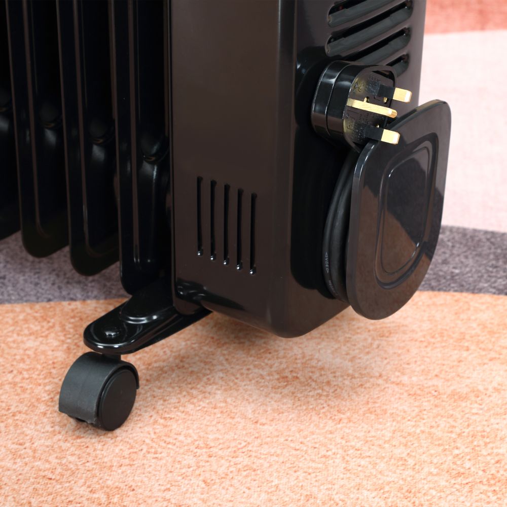 2720W Oil Filled Portable Radiator Space Heater with Remote Control - Black