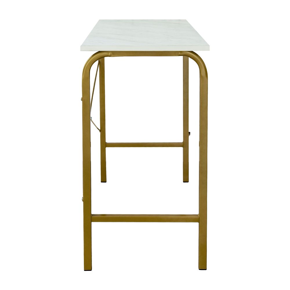Office Wooden Computer Desk, Study Writing Table, White Faux Marble
