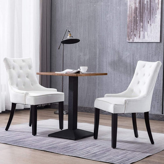 Dining Chairs Set of 2 Velvet Fabric Chairs with Wooden Style Metal Legs for Dining Room, white(multiple colour)