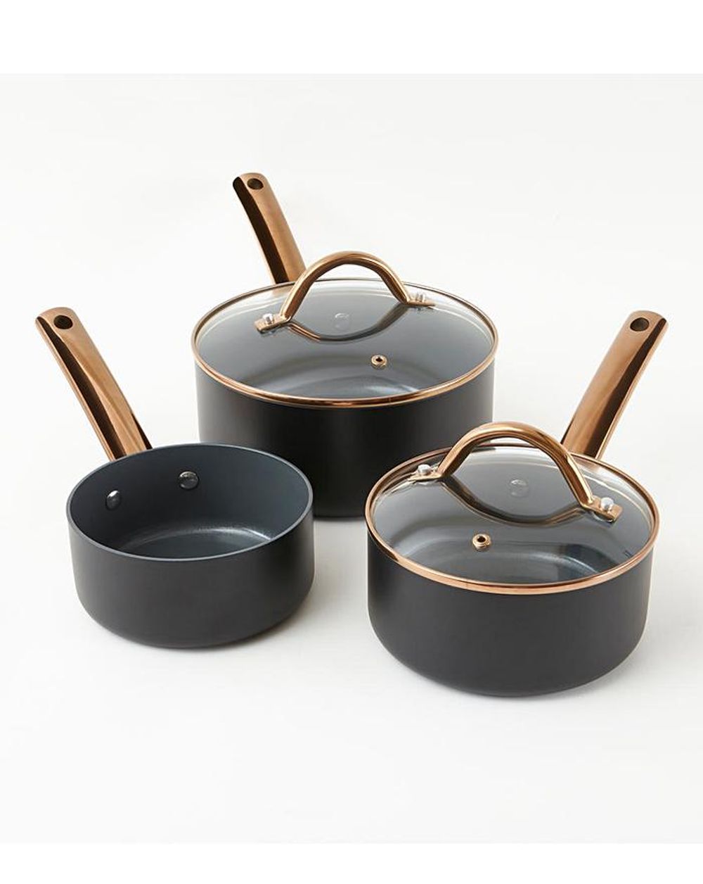 3pc Saucepan Set Non-Stick Cookware Set Stainless Steel Healthy Cooking Copper
