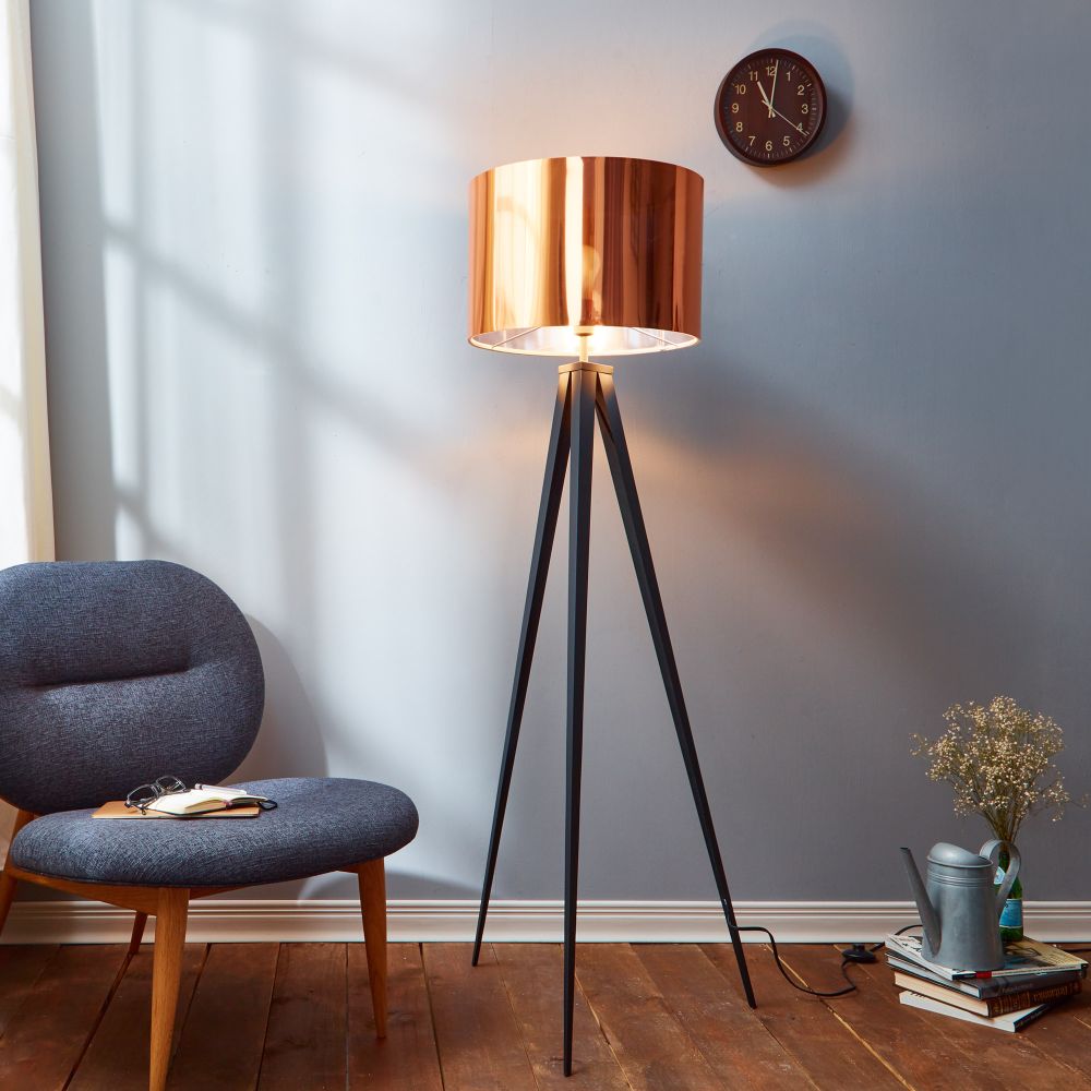 Tripod Floor Lamp with Copper Shade by Modern Lighting VN-L00005-UK