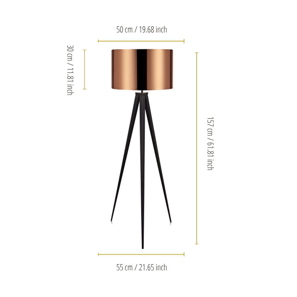 Tripod Floor Lamp with Copper Shade by Modern Lighting VN-L00005-UK