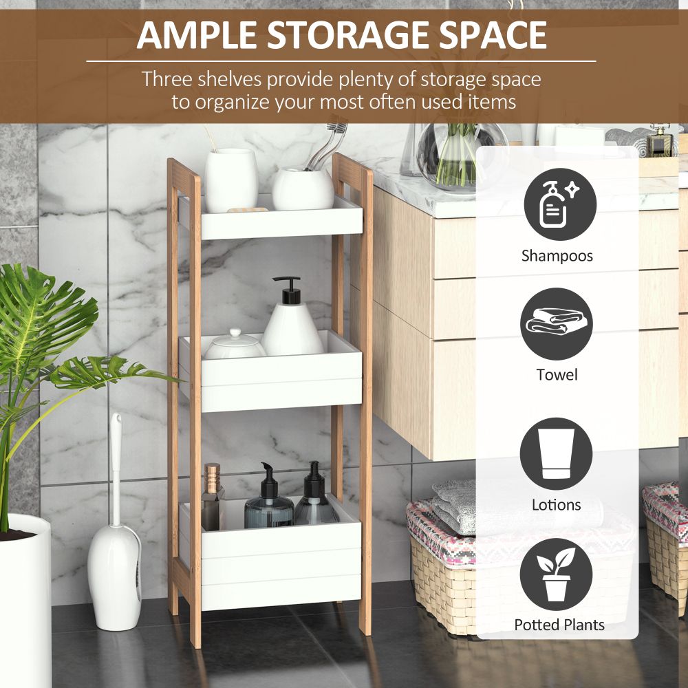 3-Tier Shelf Storage Bamboo Cupboard Standing Unit Rack Organizer Bathroom