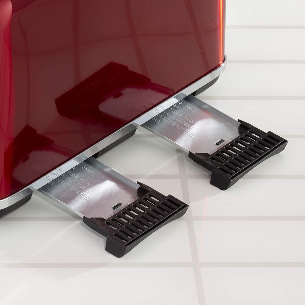 Daewoo Kensington 4 Slice Toaster Defrost Reheat Stainless Steel Red 1750W