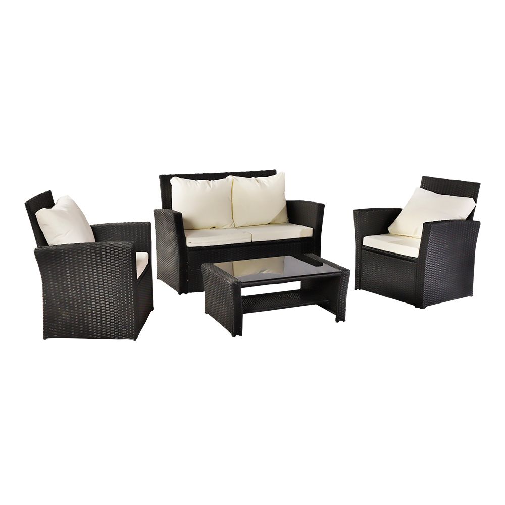 Oshion Outdoor Rattan Combination Four-piece Package-Black Package-1 (Combination Total 2 Boxes)