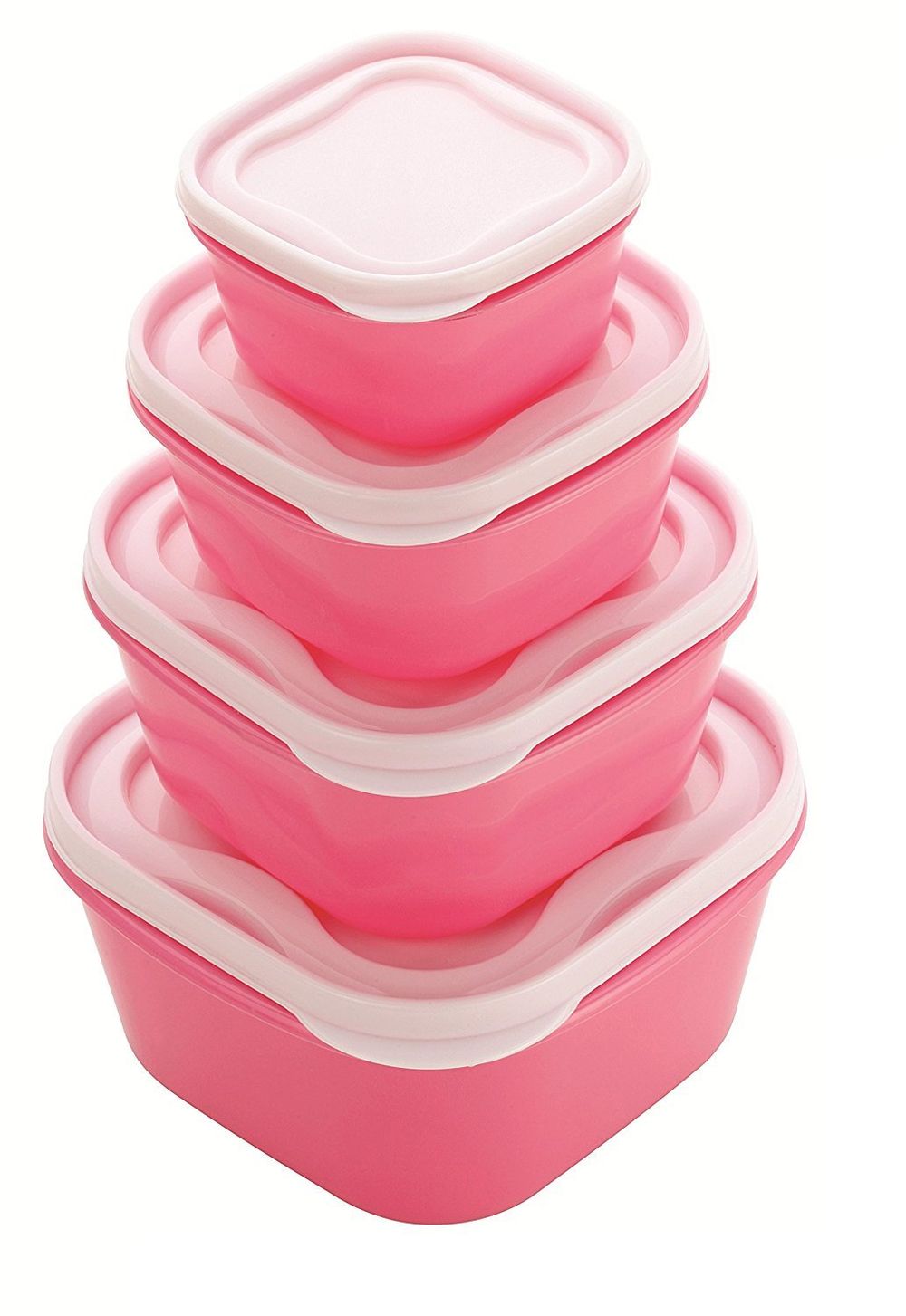 Set of 4 BPA Free Microwave Food Storage Air Tight Containers (Pink)