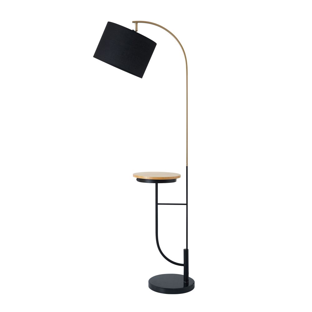 Versanora  Arc Floor Lamp with USB Port, Black / Gold, Metal, VN-L00071B-UK