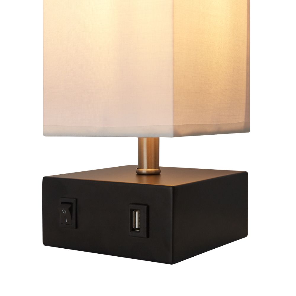 Colette  Modern Table Standing Lamp with Built-In USB Port, White