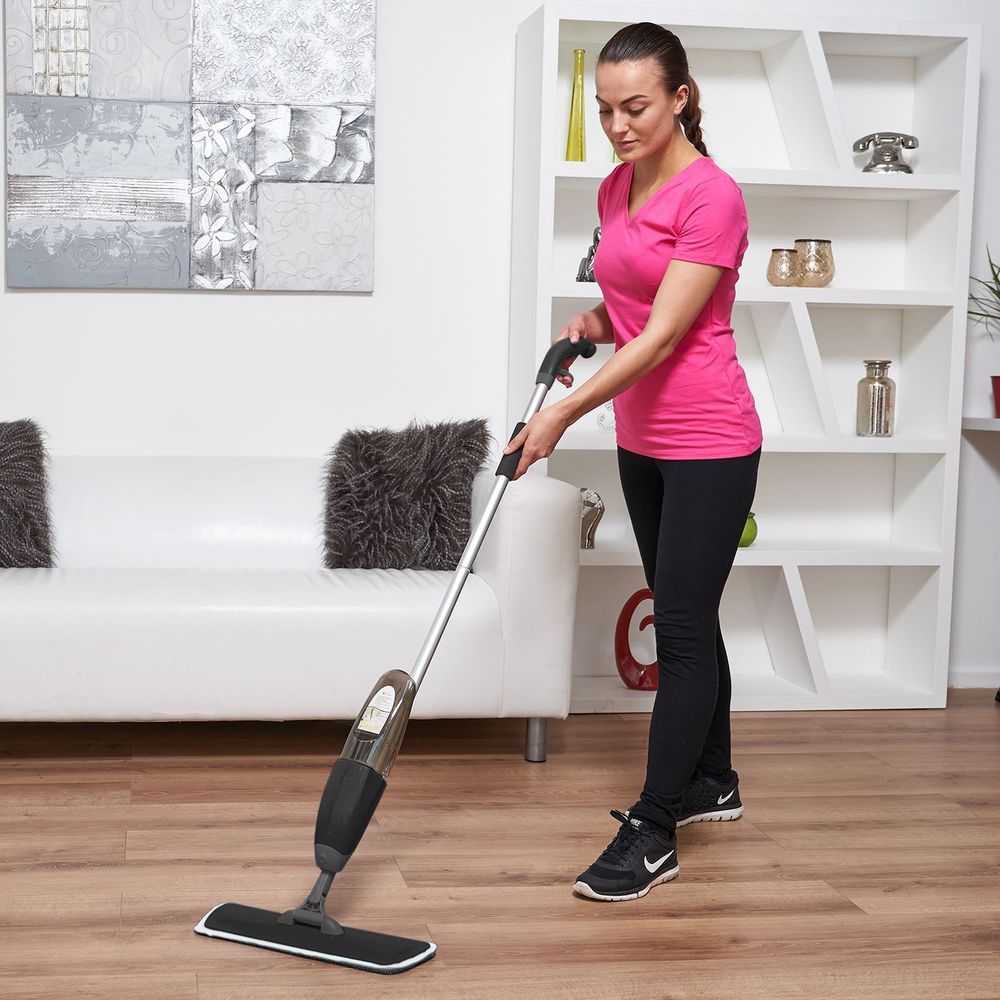 Spray Floor Mop Water Cleaner Refillable Bottle Machine Washable Microfibre Pads