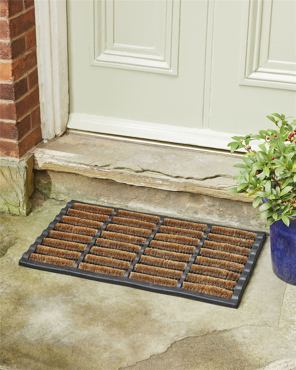 Middleton Large Rubber & Coir Rod Doormat Anti-Slip Rubber Backing