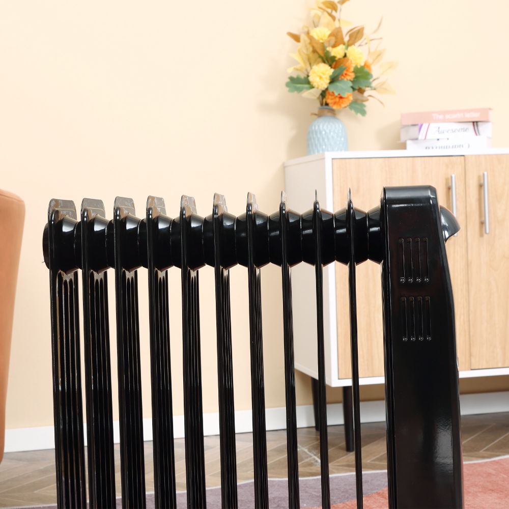 2720W Oil Filled Portable Radiator Space Heater with Remote Control - Black