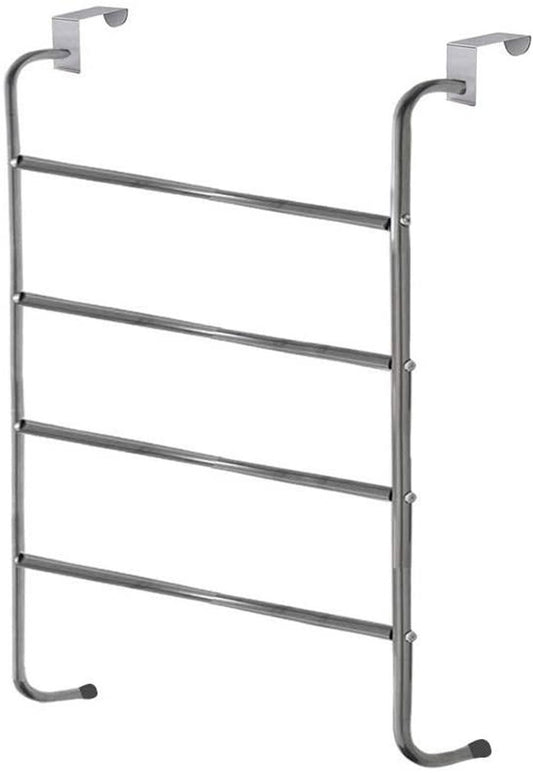 KNIGHT Over the Door 4 Tier Towel Rail Clothes Airer in Chrome Plated Metal