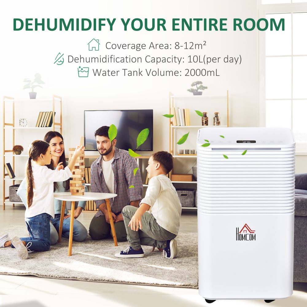 10L Day Portable Quiet Dehumidifier for Home Laundry,Electric Air De-Humidifier