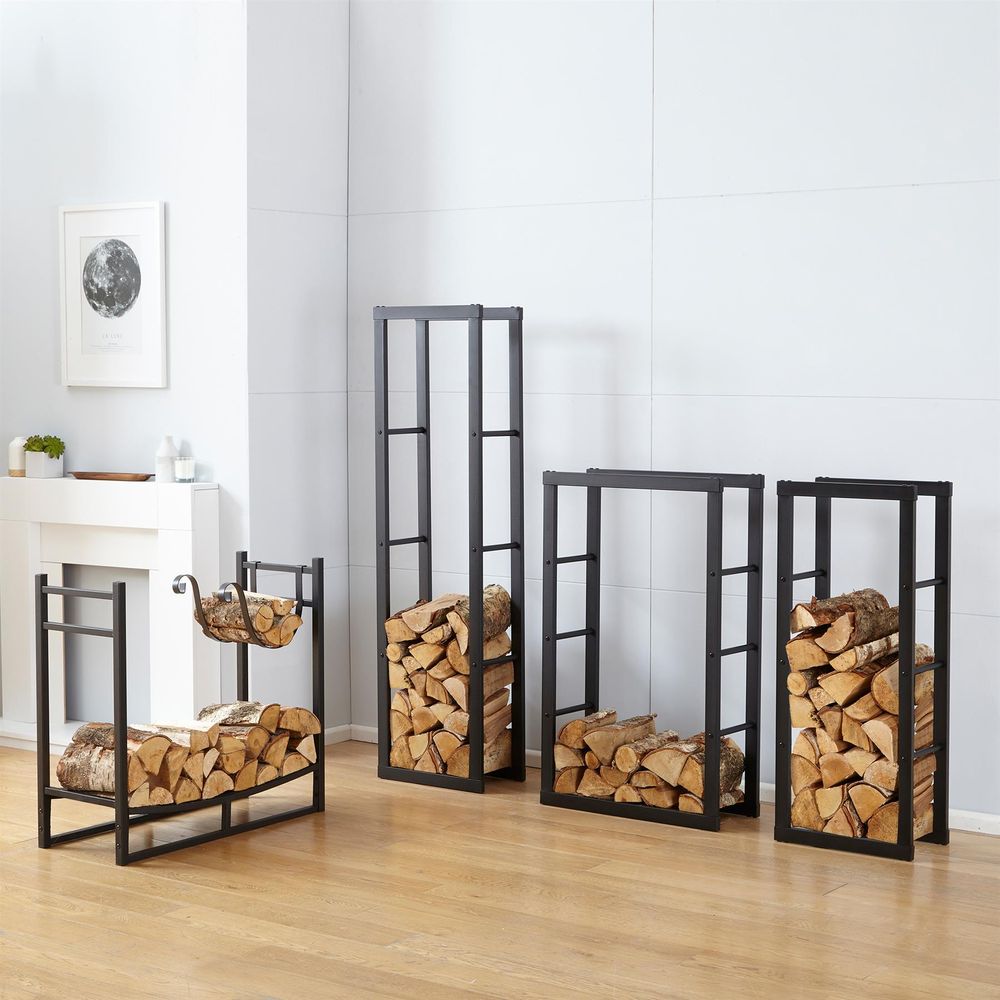 Sturdy Firewood Log Rack - Black