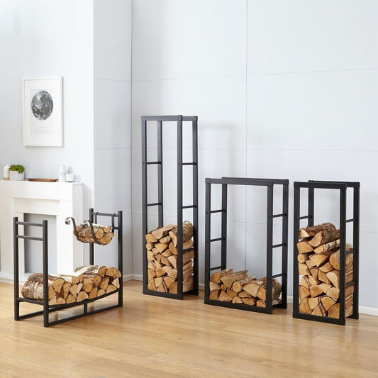 Sturdy Firewood Log Rack - Black