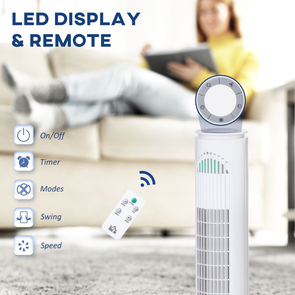 30'' Tower Fan with 3 Speed 3 Mode 10h Timer 70 Oscillation Remote Controller