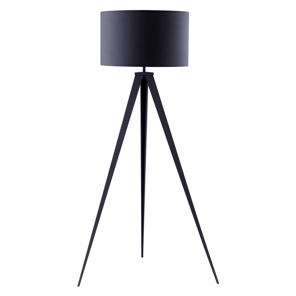 Romanza Tripod Standing Floor Lamp & Shade, Modern Lighting, Grey