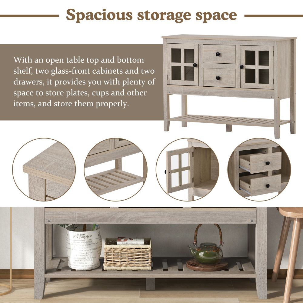 2 drawers & 2 doors Sideboard, Kitchen Buffet, Cupboard Storage Cabinet