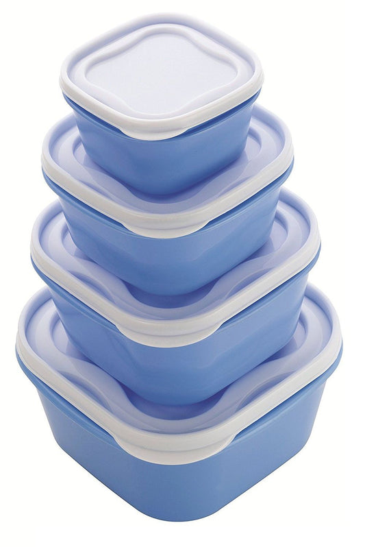 Set of 4 BPA Free Microwave Food Storage Air Tight Containers (Blue)
