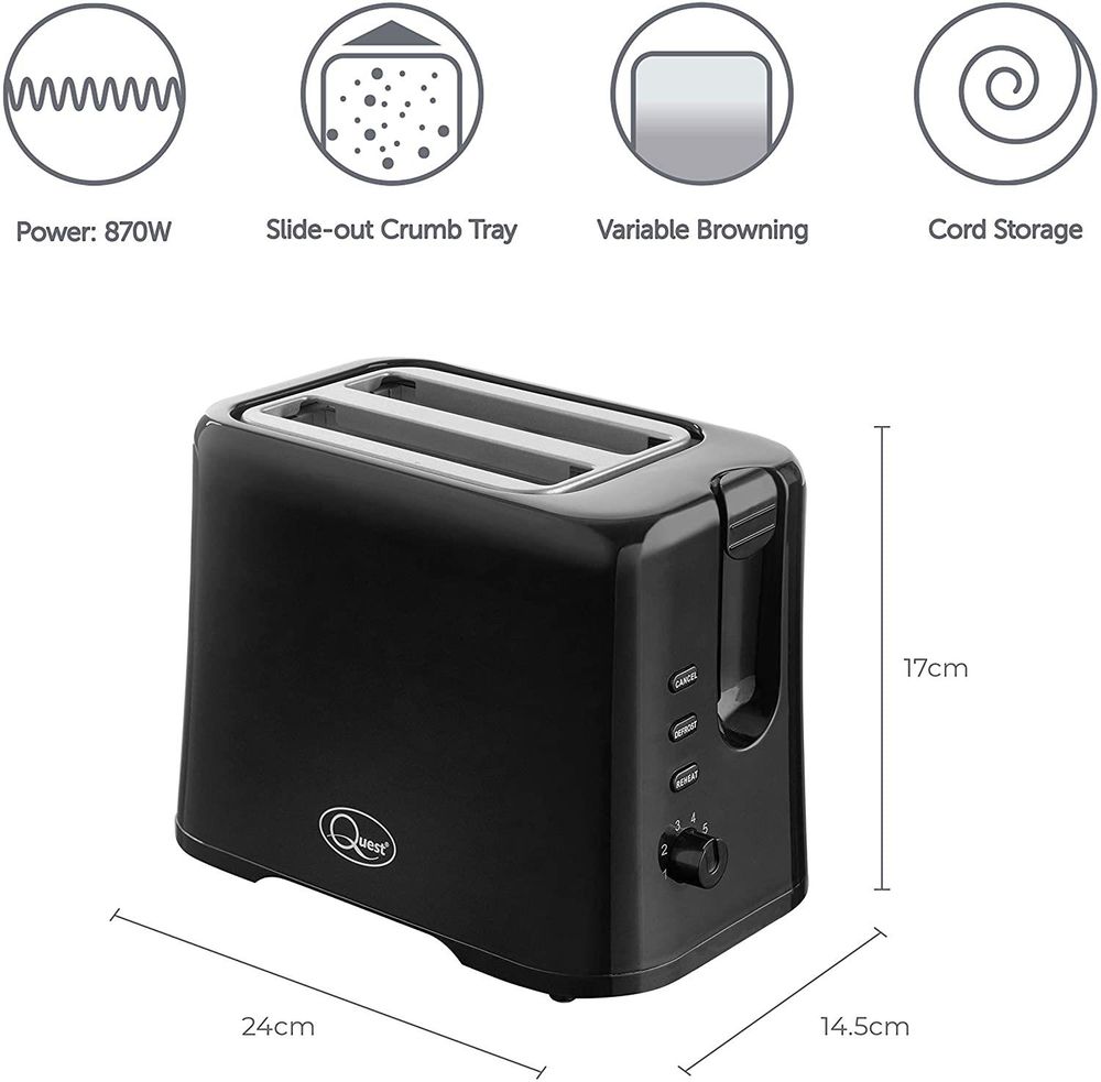 Quest 2 Slice Toaster Black- 34289