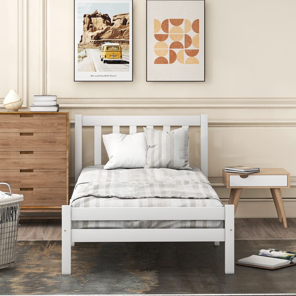 Wooden Bed Frame, Single Bed 3ft Solid Wooden Bed Frame, Bedroom Furniture