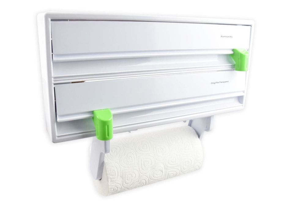 3 in 1 Wall Mounted Kitchen Dispenser for Aluminium Foil, Cling Film and Kitchen Roll