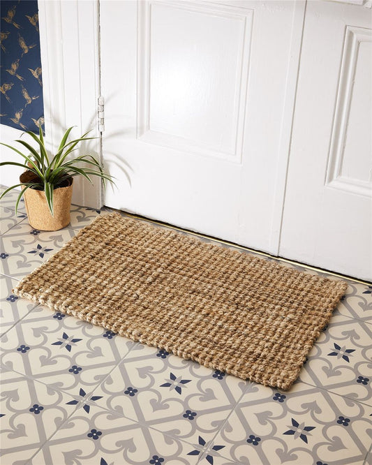 Whitefield Jute Boucle Mat Biodegradable Handspun Shoe Scrape Indoor 100% Jute 45x75cm - Beige