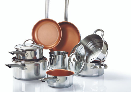11 pieces Cookware Set Stainless Steel Copper Non-Stick Healthy Cooking