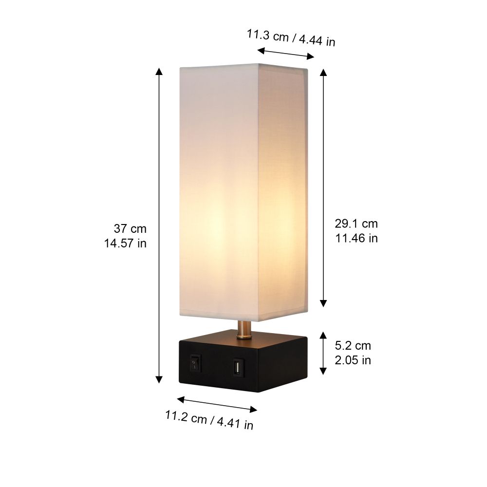 Colette  Modern Table Standing Lamp with Built-In USB Port, White