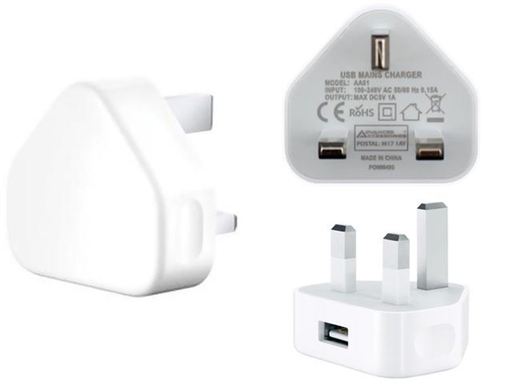 Advanced Accessories USB Mains Charger 1amp White