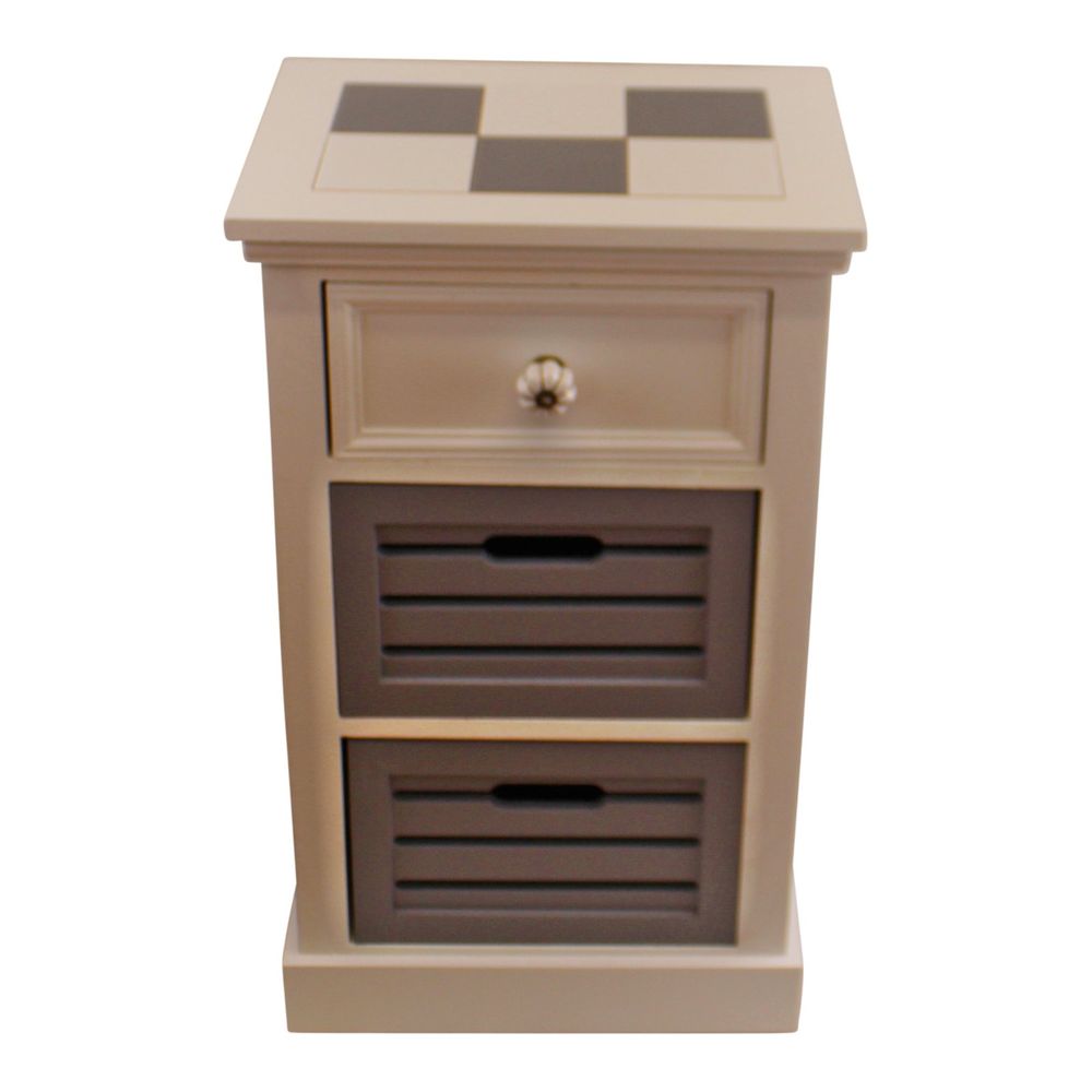 Contemporary Grey & White Chest Of Drawers, 3 Drawers
