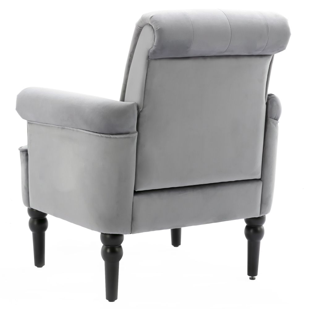 Accent Chair Tufted Button with Arms Upholstered Velvet Chair & Solid Wood Legs