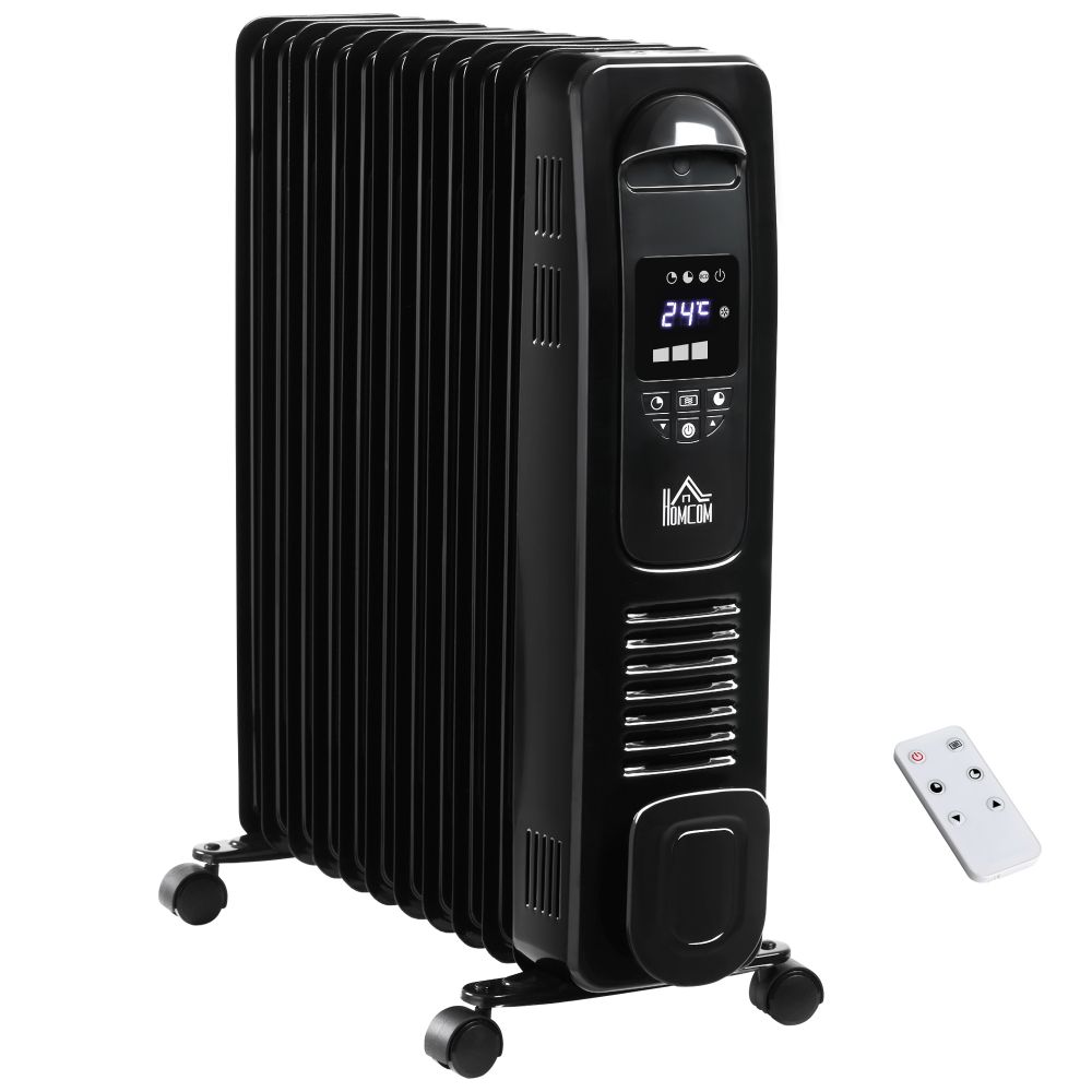 2720W Oil Filled Portable Radiator Space Heater with Remote Control - Black