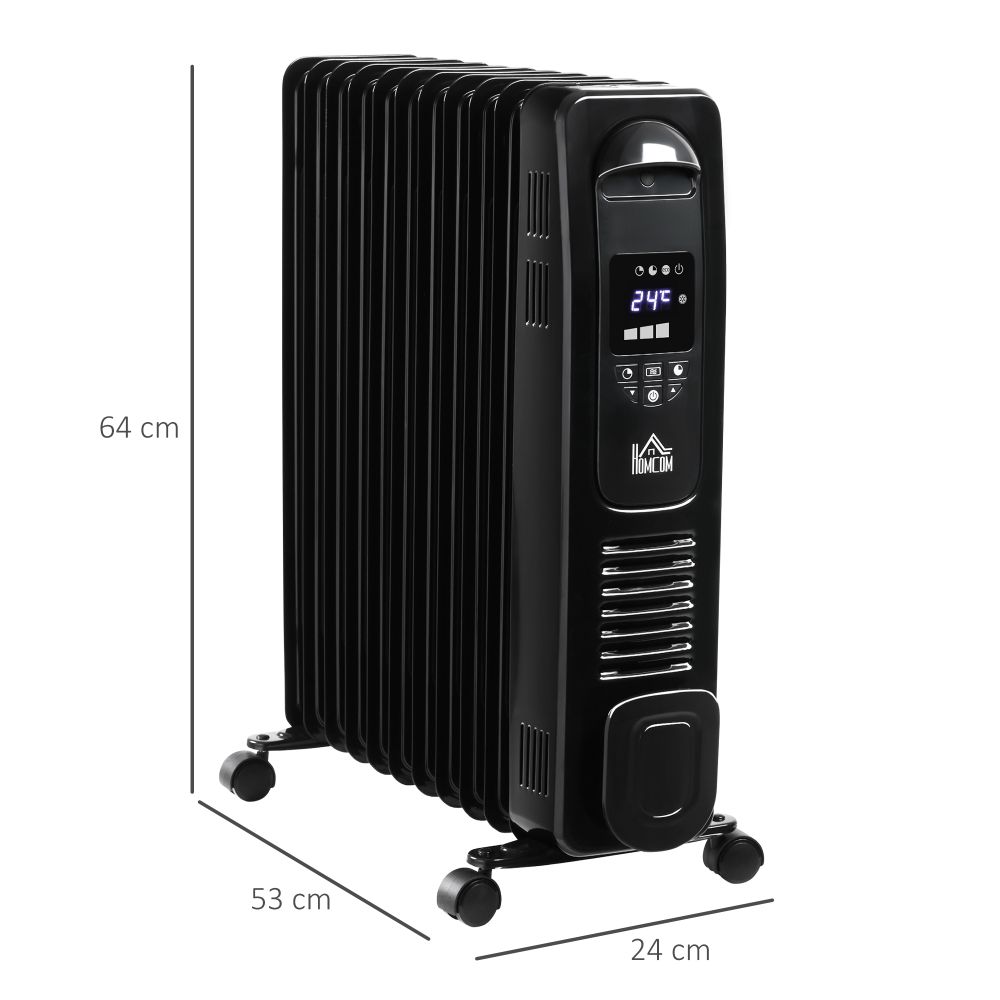 2720W Oil Filled Portable Radiator Space Heater with Remote Control - Black