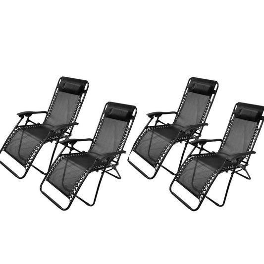 4 x Zero Gravity Recliner Chair Black- Pack of 4 Chairs