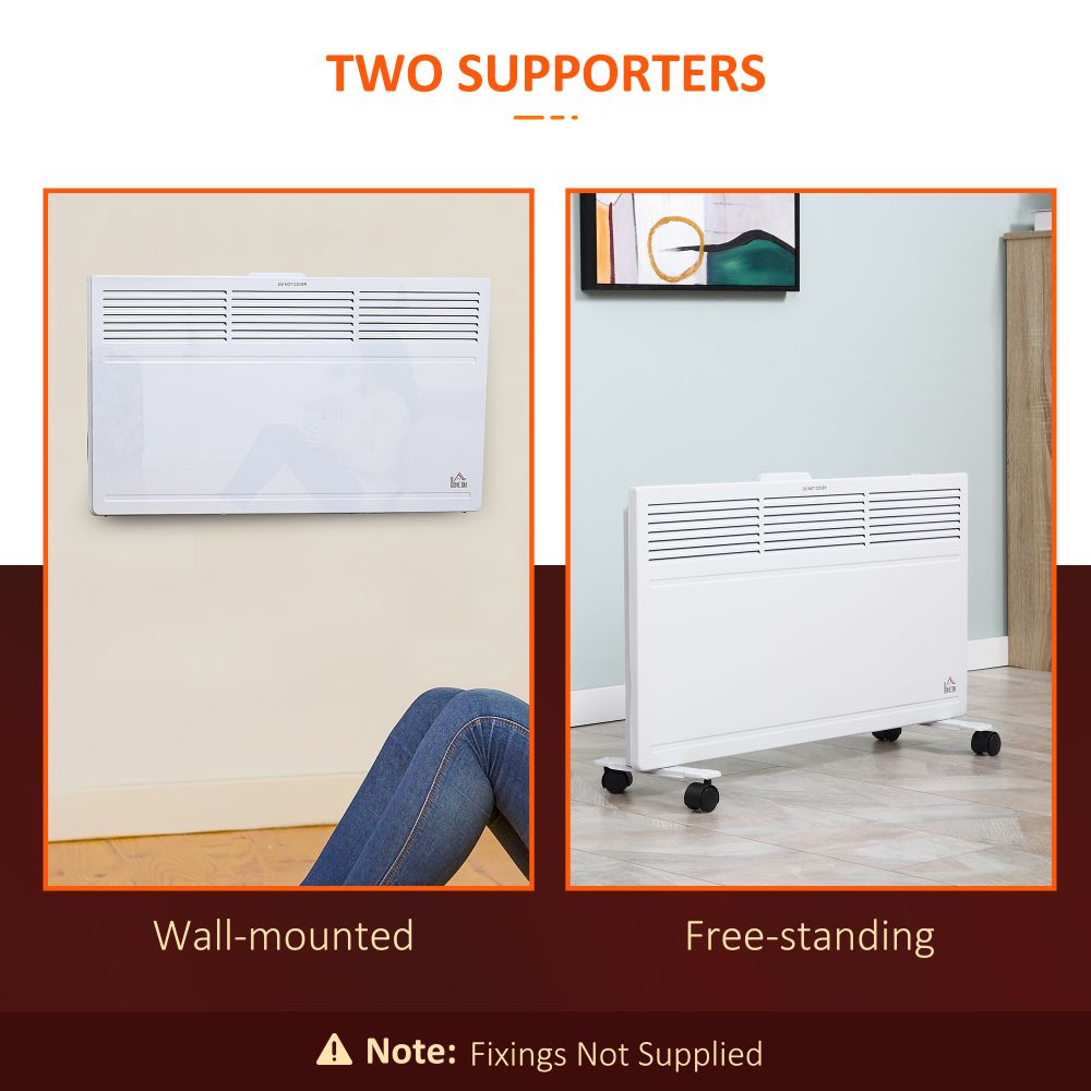 Convector Radiator Heater Freestanding or Wall-mounted w, Adjustable Thermostat