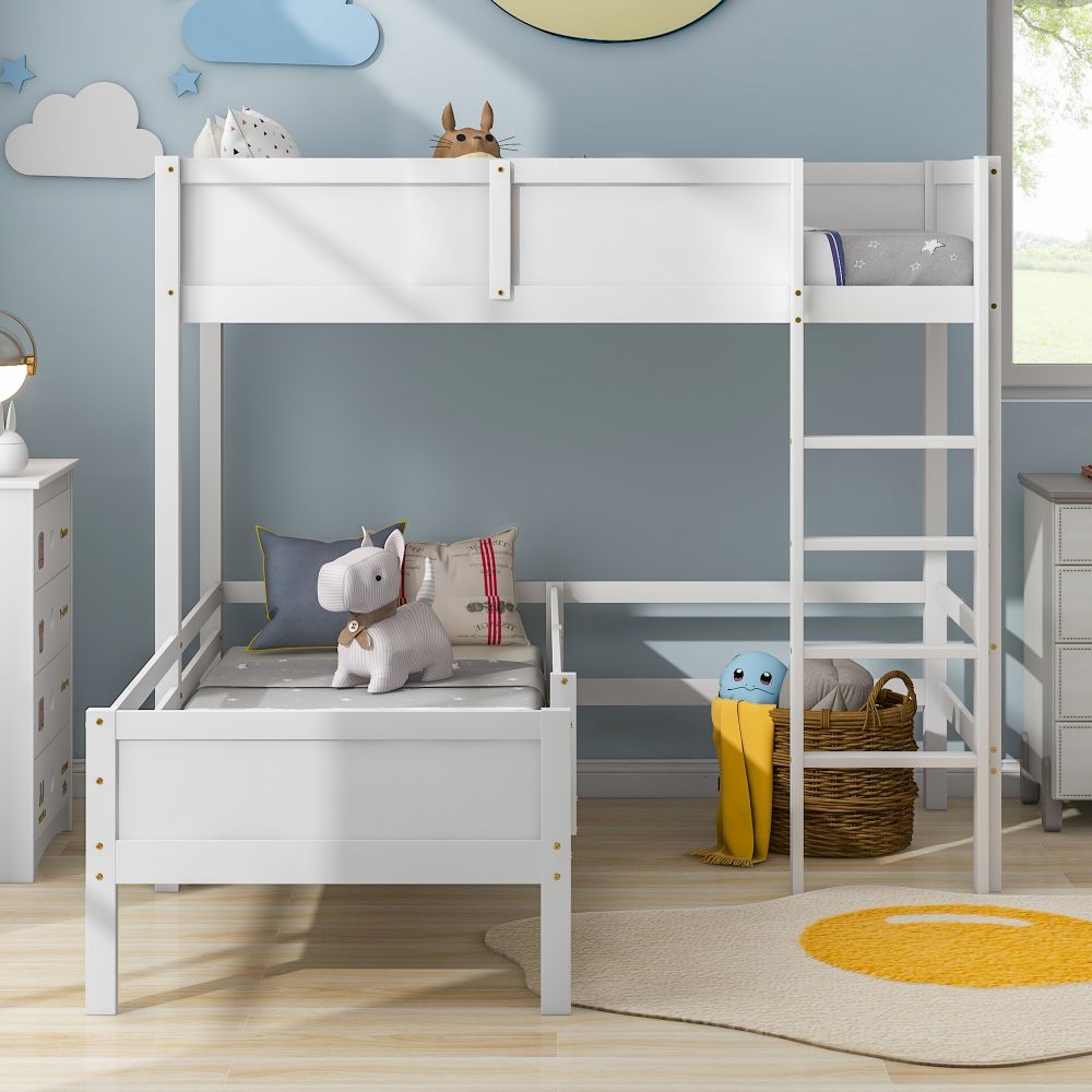 Bunk Bed L Shape Sleeper Bed with Blackborad for Children and Teens 3FT