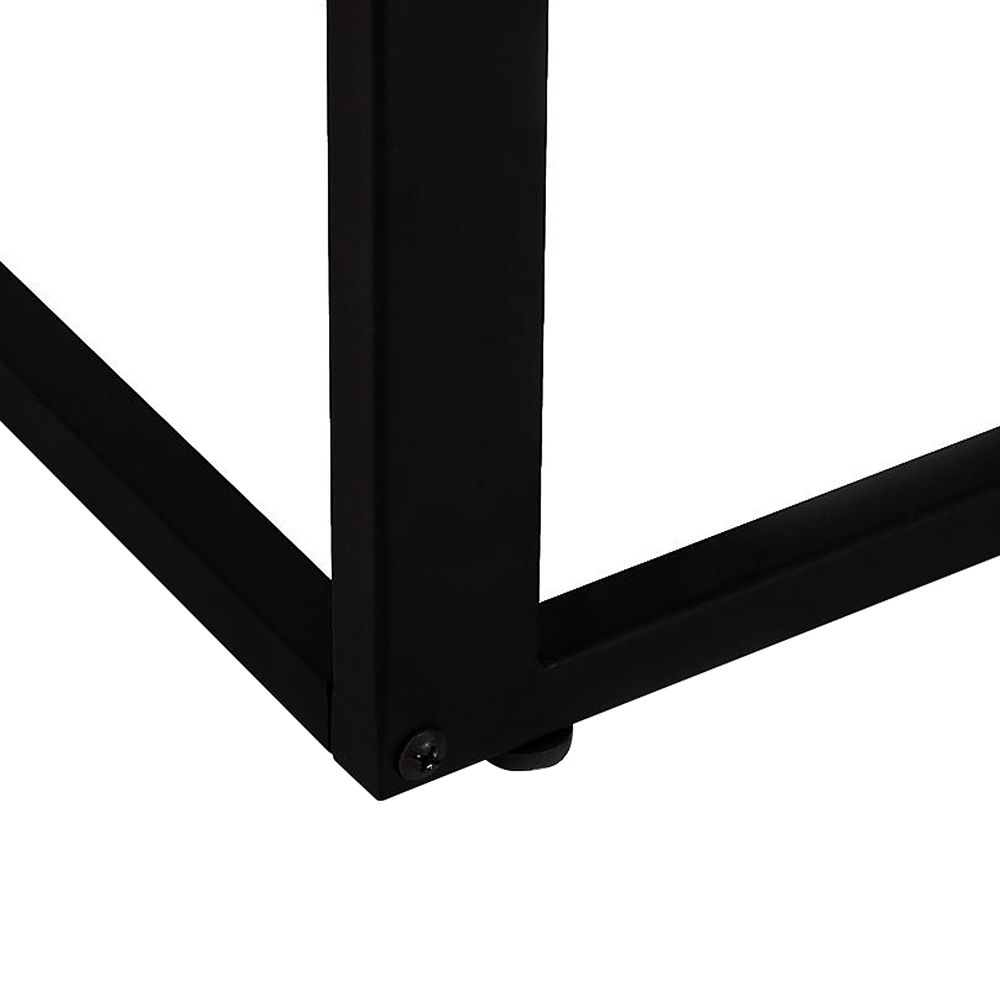 Industrial C-Shape Side Table w, Steel Frame Wide Base Foot Pads Walnut