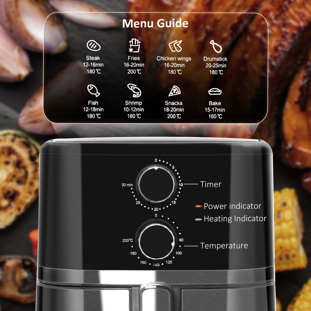 Air Fryer 1500W 4.5L Air Fryers Oven w, Rapid Air Circulation and Timer Black