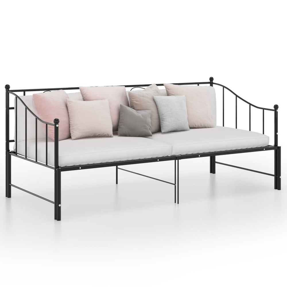 Pull-out Sofa Bed Frame in Black, White & Grey Metal 90x200 cm