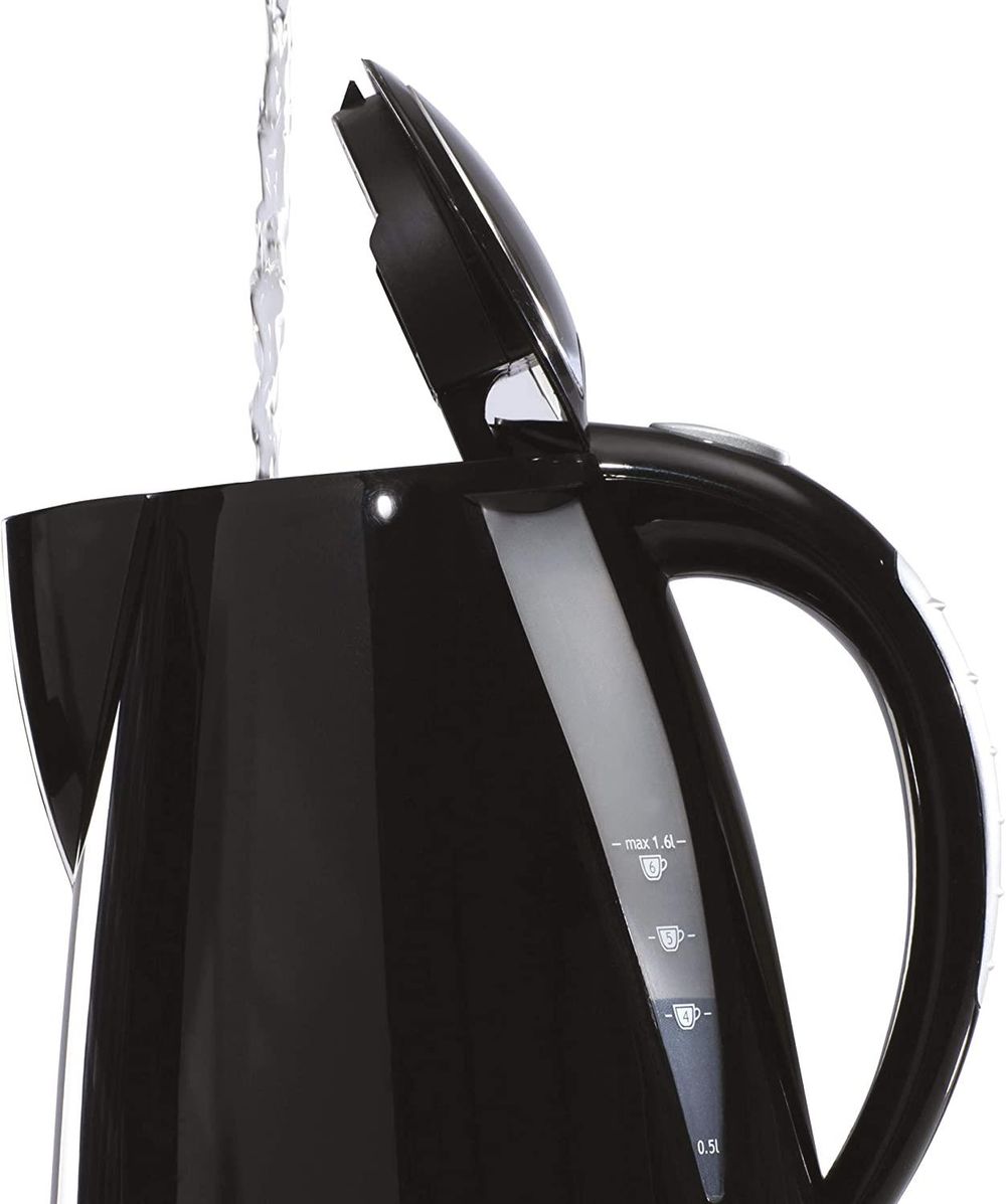 Daewoo Balmoral 1.6L Plastic Kettle (220-240V/50-60Hz/2520-3000W) with Removable & Washable Limescale Filter and 360 Rotation Base, Locking Lid with Auto & Manual Switch Off and LED Indicator - Black