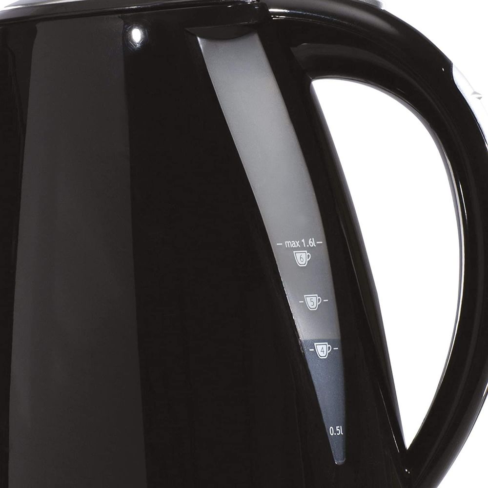Daewoo Balmoral 1.6L Plastic Kettle (220-240V/50-60Hz/2520-3000W) with Removable & Washable Limescale Filter and 360 Rotation Base, Locking Lid with Auto & Manual Switch Off and LED Indicator - Black